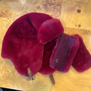 Michael Kors faux fur trapper hat and gloves